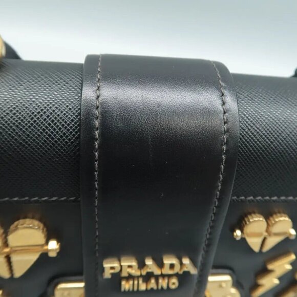 100% Authentic Prada Cahier Black Leather Shoulder Bag 1008-082224 - Picture 8 of 12